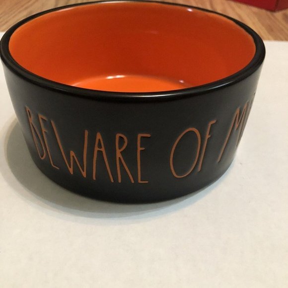 Rae Dunn Halloween Black Orange Pet Dog Cat Food Water Bowl “beware Of Me” - Picture 2 of 7